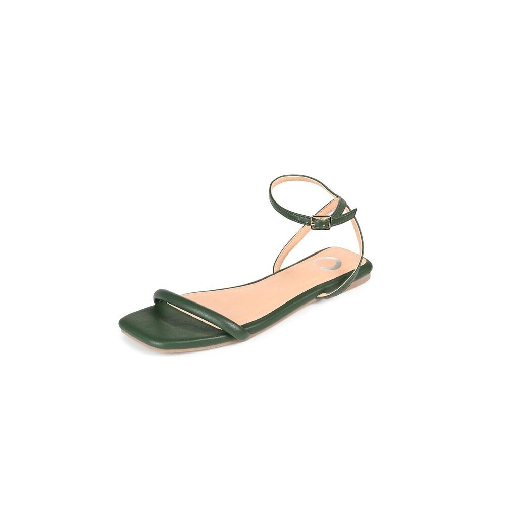 Journee Collection Womens 7 M Olive Green Veena Strappy Flat Sandals NEW MS4